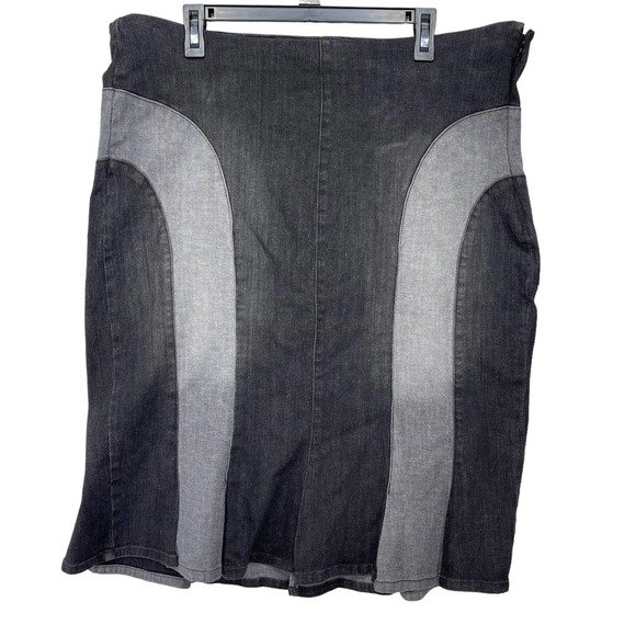 Red Jeans NYC Women's Midi Knee Length Denim Skirt - Black Gray - Size 3XL - Picture 1 of 12